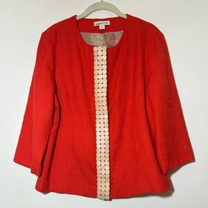 NWT Coldwater Creek Women’s size 12 Red Blazer with cream Detailing